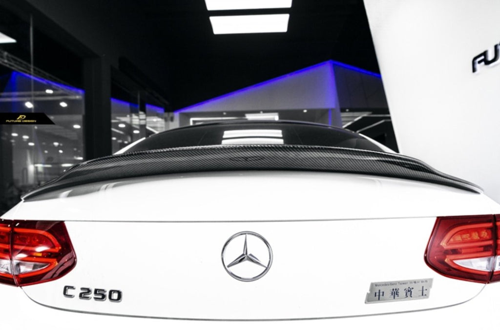 Future Design Carbon 2015-ON Carbon Fiber Rear Spoiler P Style for Mercedes Benz W205 C300 C43 C63 AMG Coupe 2 Door Sedan 4 Door - Performance SpeedShop