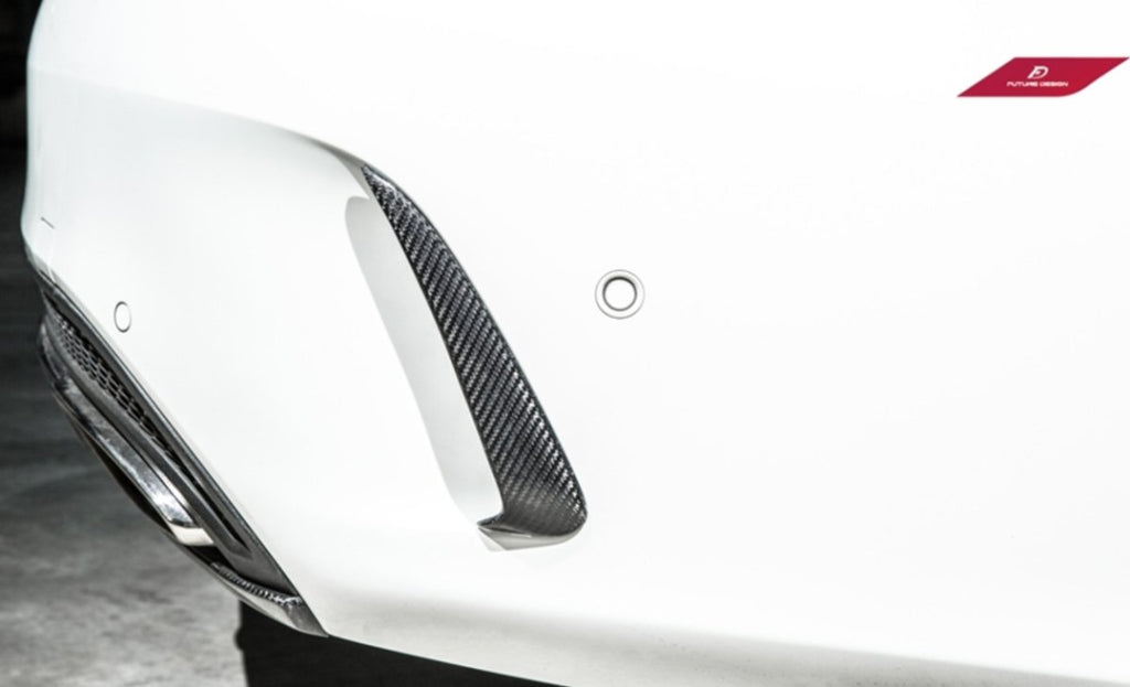 Future Design Carbon arbon Fiber Rear Bumper Canards Valences Trim for W205 C300 C43 C63 AMG Sedan 2015-ON - Performance SpeedShop