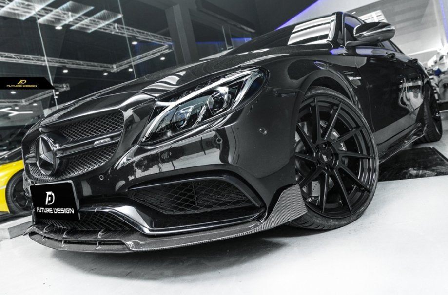 Future Design Carbon B Style Carbon Fiber Front Lip for W205 C63 C63S AMG Sedan Coupe 2015-2021 - Performance SpeedShop