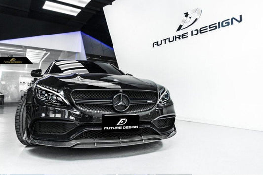 Future Design Carbon B Style Carbon Fiber Front Lip for W205 C63 C63S AMG Sedan Coupe 2015-2021 - Performance SpeedShop