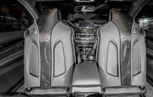 Future Design Carbon BMW F80 F82 F83 M3 M4 Dry Carbon Fiber Seat-back Cover - Performance SpeedShop