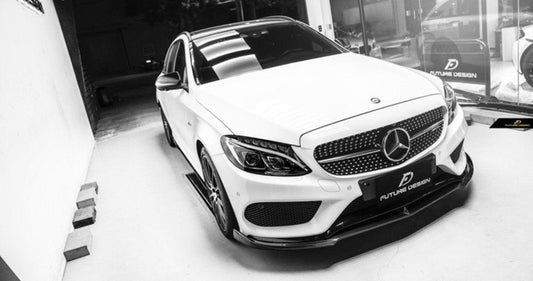 Future Design Carbon Carbon Fiber Front Lip FD GT for W205 AMG Sport Package Sedan 2015-2018 - Performance SpeedShop