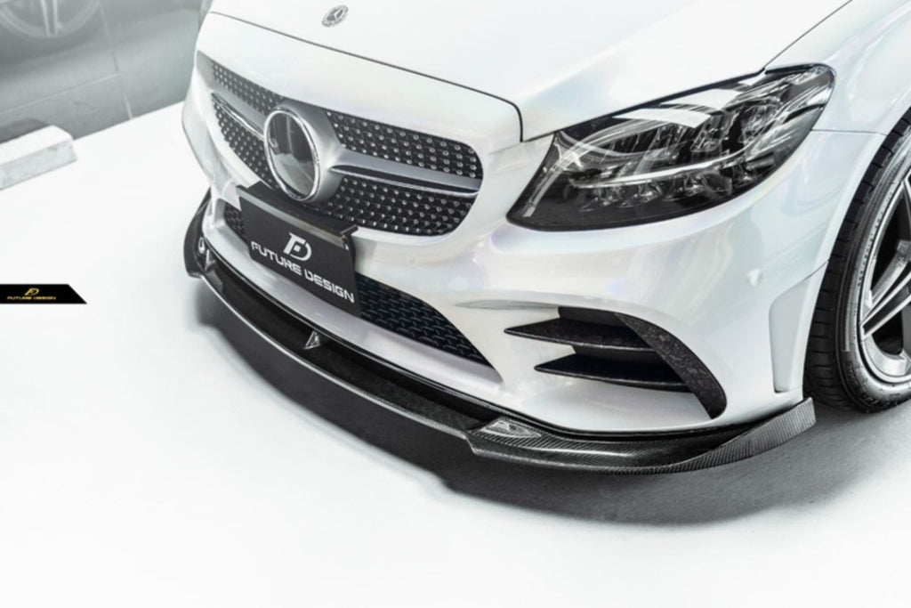 Future Design Carbon Carbon Fiber Front Lip FD GT for W205 C300 2019-ON 2 Door Coupe 4 Door Sedan - Performance SpeedShop