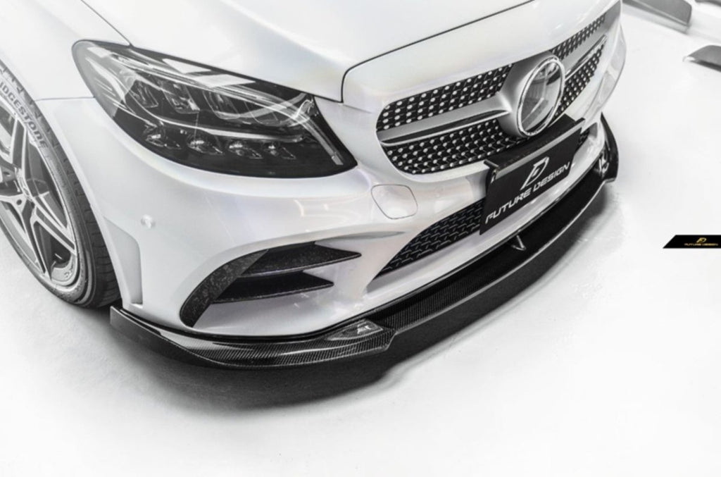 Future Design Carbon Carbon Fiber Front Lip FD GT for W205 C300 2019-ON 2 Door Coupe 4 Door Sedan - Performance SpeedShop