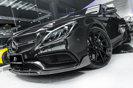 Future Design Carbon Carbon Fiber Front Lip Ver.3 W205 C63 C63S AMG Sedan Coupe 2015-2020 - Performance SpeedShop