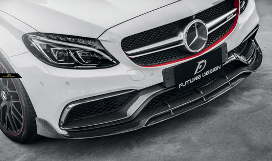 Future Design Carbon Carbon Fiber Front Lip Ver.3 W205 C63 C63S AMG Sedan Coupe 2015-2020 - Performance SpeedShop