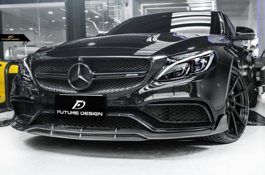 Future Design Carbon Carbon Fiber Front Lip Ver.3 W205 C63 C63S AMG Sedan Coupe 2015-2020 - Performance SpeedShop