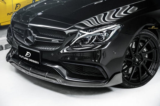 Future Design Carbon Carbon Fiber Front Lip Ver.3 W205 C63 C63S AMG Sedan Coupe 2015-2020 - Performance SpeedShop