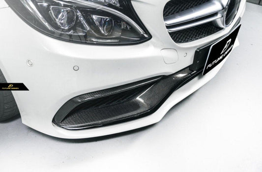 Future Design Carbon Carbon Fiber OEM Style Front Bumper Trim Lower Grill Surround for W205 C63 C63S AMG Sedan Coupe 2015-2020 - Performance SpeedShop