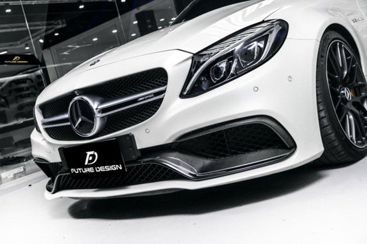 Future Design Carbon Carbon Fiber OEM Style Front Bumper Trim Lower Grill Surround for W205 C63 C63S AMG Sedan Coupe 2015-2020 - Performance SpeedShop