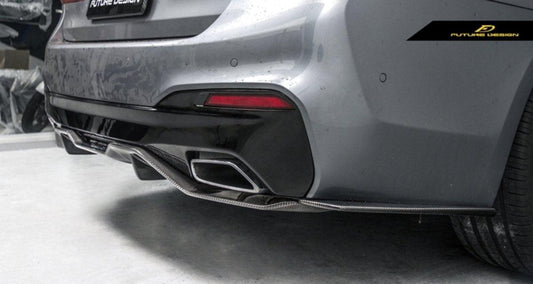 Future Design Carbon Carbon Fiber Rear Bumper Canards FD Style For BMW 5 Series G30 530i 540i 2017-ON - Performance SpeedShop