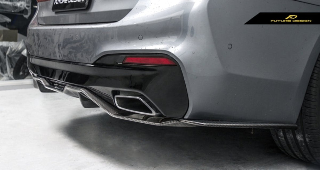 Future Design Carbon Carbon Fiber Rear Bumper Canards FD Style For BMW 5 Series G30 530i 540i 2017-ON - Performance SpeedShop