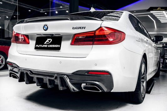 Future Design Carbon Carbon Fiber Rear Diffuser GT Style For BMW 5 Series G30 530i 540i 2017-ON - Performance SpeedShop