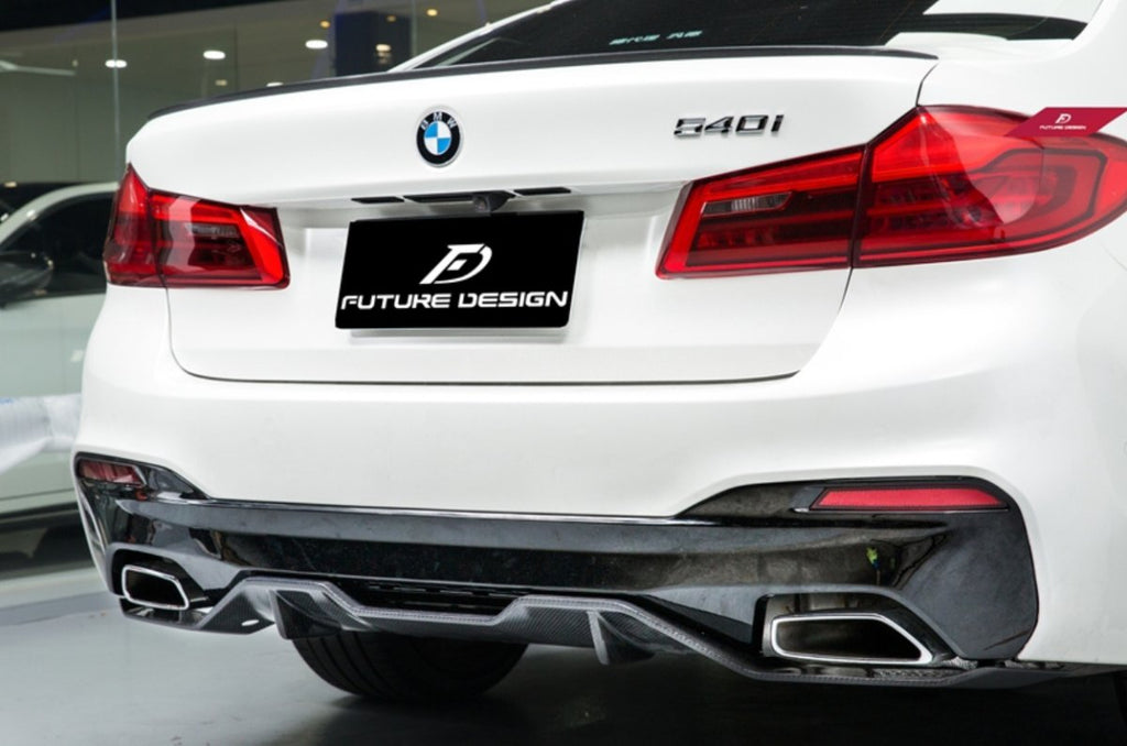 Future Design Carbon Carbon Fiber Rear Diffuser M Performance Style For BMW 5 Series G30 530i 540i 2017-ON - Performance SpeedShop