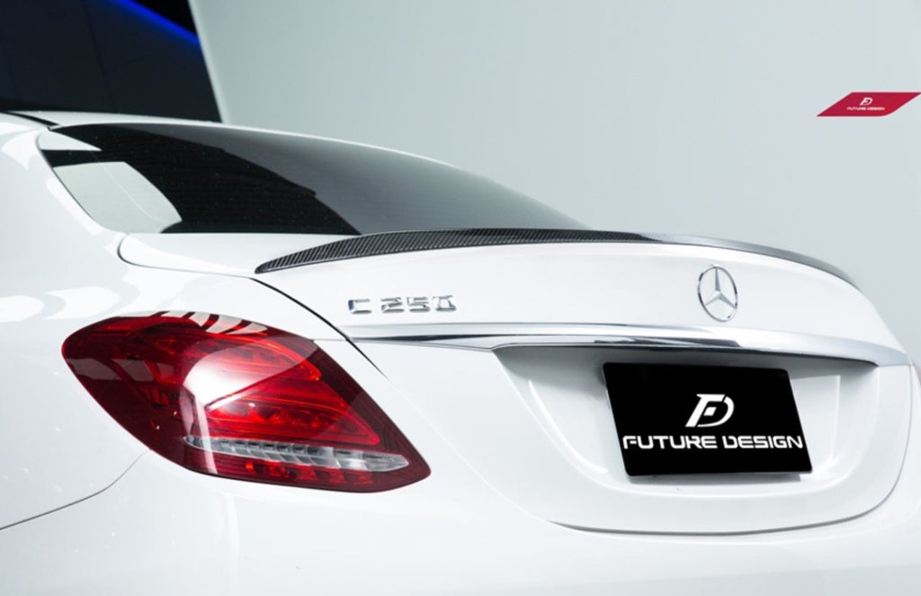 Future Design Carbon Carbon Fiber Rear Spoiler C63 Style for Mercedes Benz 2015-ON W205 C300 C43 C63 Sedan 4 Door - Performance SpeedShop