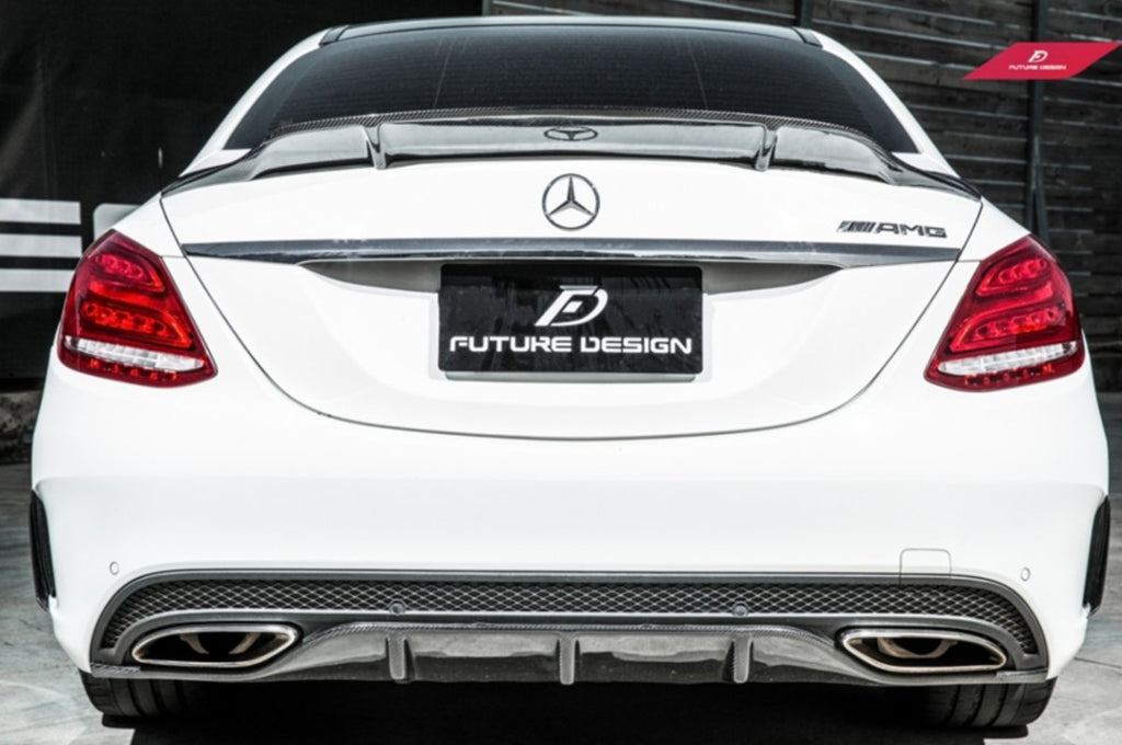 Future Design Carbon Carbon Fiber Rear Spoiler R Style for Mercedes Benz 2015-ON W205 C300 C43 C63 Sedan 4 Door Coupe 2 Door - Performance SpeedShop