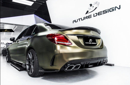 Future Design Carbon ED1 PP Rear Diffuser For Mercedes Benz W205 AMG Sedan 2015-ON - Performance SpeedShop