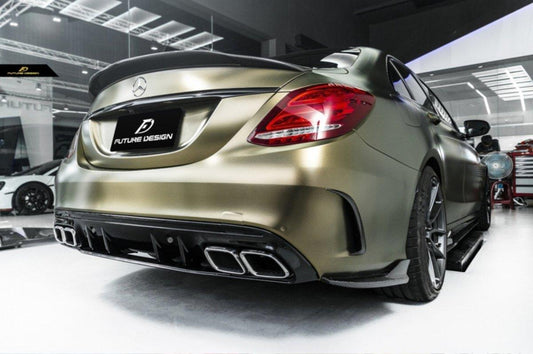 Future Design Carbon ED1 PP Rear Diffuser For Mercedes Benz W205 AMG Sedan 2015-ON - Performance SpeedShop