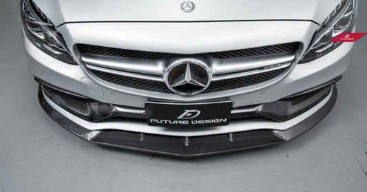 Future Design Carbon FD Carbon Fiber Front Lip for W205 C63 C63S AMG Sedan Coupe 2015-ON - Performance SpeedShop