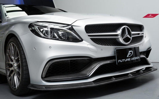 Future Design Carbon FD Carbon Fiber Front Lip for W205 C63 C63S AMG Sedan Coupe 2015-ON - Performance SpeedShop