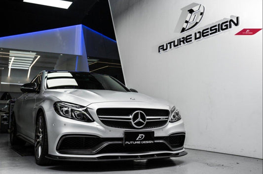 Future Design Carbon FD Carbon Fiber Front Lip for W205 C63 C63S AMG Sedan Coupe 2015-ON - Performance SpeedShop