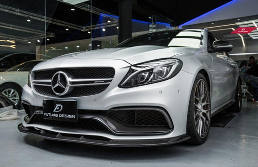 Future Design Carbon FD Carbon Fiber Front Lip for W205 C63 C63S AMG Sedan Coupe 2015-ON - Performance SpeedShop