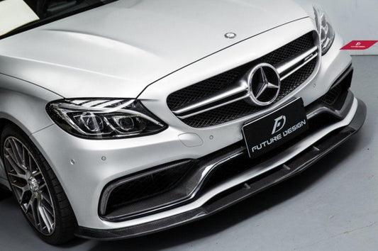 Future Design Carbon FD Carbon Fiber Front Lip for W205 C63 C63S AMG Sedan Coupe 2015-ON - Performance SpeedShop