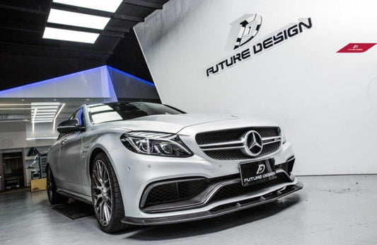 Future Design Carbon FD Carbon Fiber Front Lip for W205 C63 C63S AMG Sedan Coupe 2015-ON - Performance SpeedShop