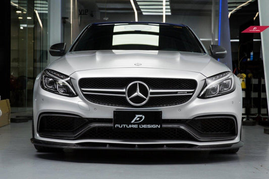 Future Design Carbon FD Carbon Fiber Front Lip for W205 C63 C63S AMG Sedan Coupe 2015-ON - Performance SpeedShop