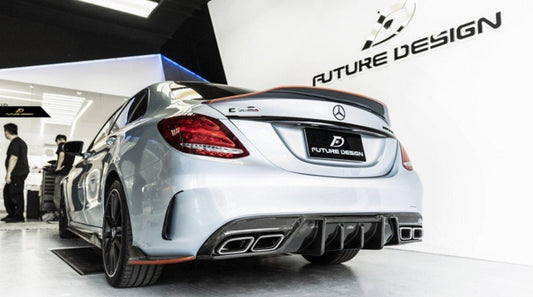 Future Design Carbon FD GT2 Carbon Fiber Rear Diffuser for W205 C300 C43 C63 AMG Package 2015-ON - Performance SpeedShop