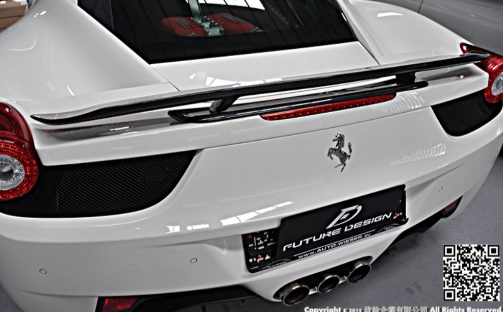 Future Design Carbon Ferrari 458 Carbon Fiber Rear Spoiler Wing - Performance SpeedShop
