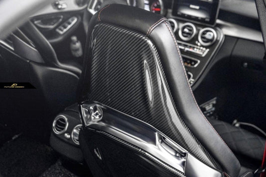 Future Design Carbon Fiber Bucket Seat-back Cover for W205 C63 C63S C43 / C117 CLA45 AMG - Performance SpeedShop