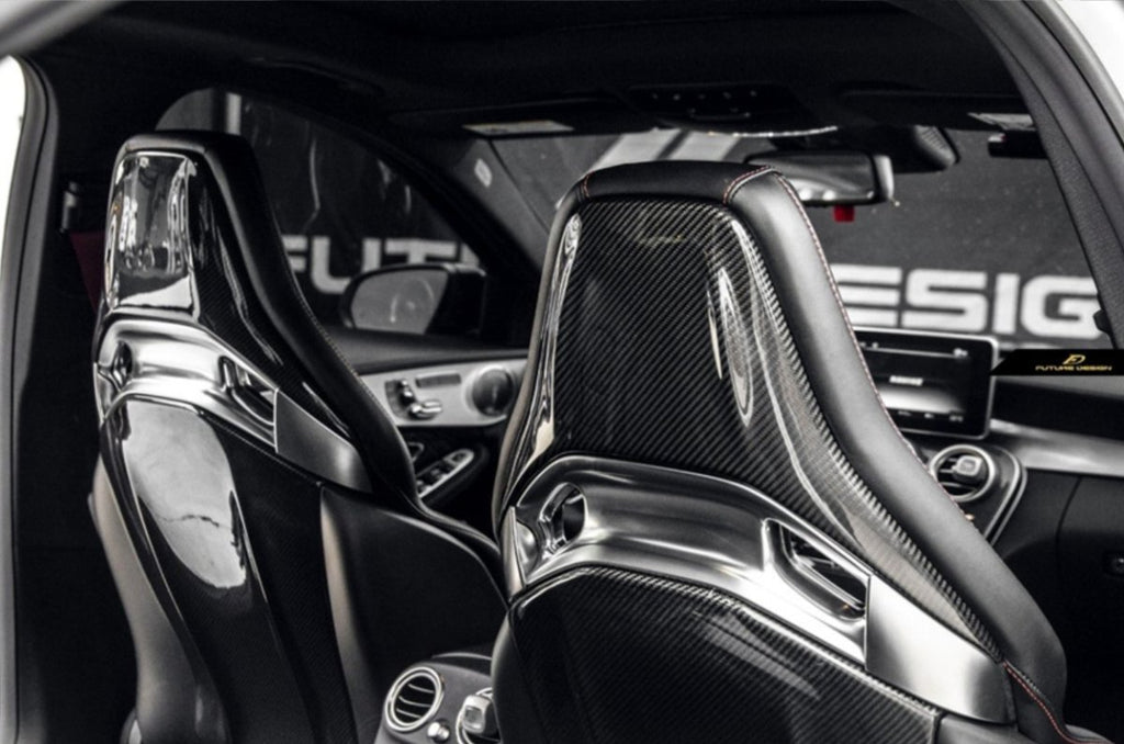 Future Design Carbon Fiber Bucket Seat-back Cover for W205 C63 C63S C43 / C117 CLA45 AMG - Performance SpeedShop