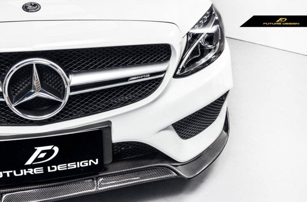 Future Design Carbon Fiber Front Lip B Style for Benz W205 C300 C43 2015-2018 - Performance SpeedShop