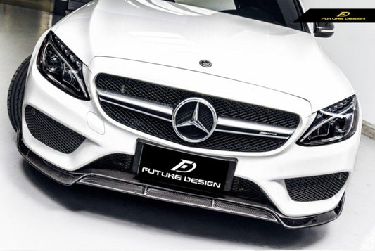 Future Design Carbon Fiber Front Lip B Style for Benz W205 C300 C43 2015-2018 - Performance SpeedShop