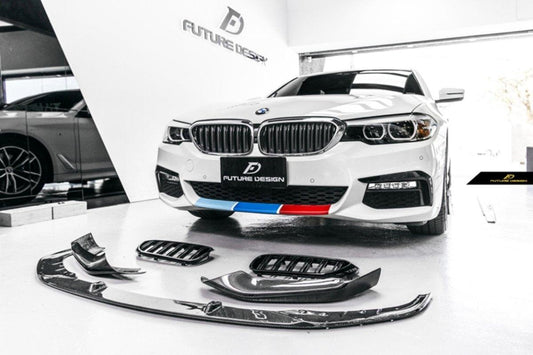 Future Design Carbon Fiber Front Lip M Performance Style For BMW 5 Series G30 530i 540i 2017-2020 Pre-facelift - Performance SpeedShop