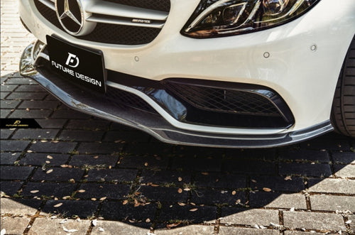 Future Design Carbon Fiber Front Lip PSM Style for W205 C63 AMG Sedan 2015-ON - Performance SpeedShop