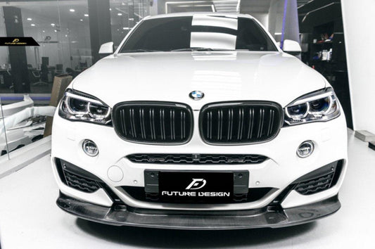 Future Design Carbon Fiber FRONT LIP SPLITTER 3D STYLE for BMW X6 F16 2015-2019 - Performance SpeedShop