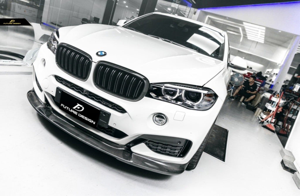 Future Design Carbon Fiber FRONT LIP SPLITTER 3D STYLE for BMW X6 F16 2015-2019 - Performance SpeedShop