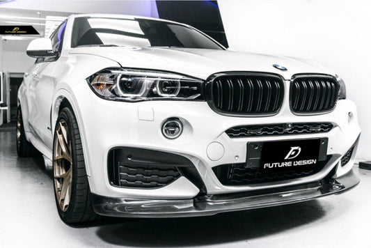 Future Design Carbon Fiber FRONT LIP SPLITTER 3D STYLE for BMW X6 F16 2015-2019 - Performance SpeedShop