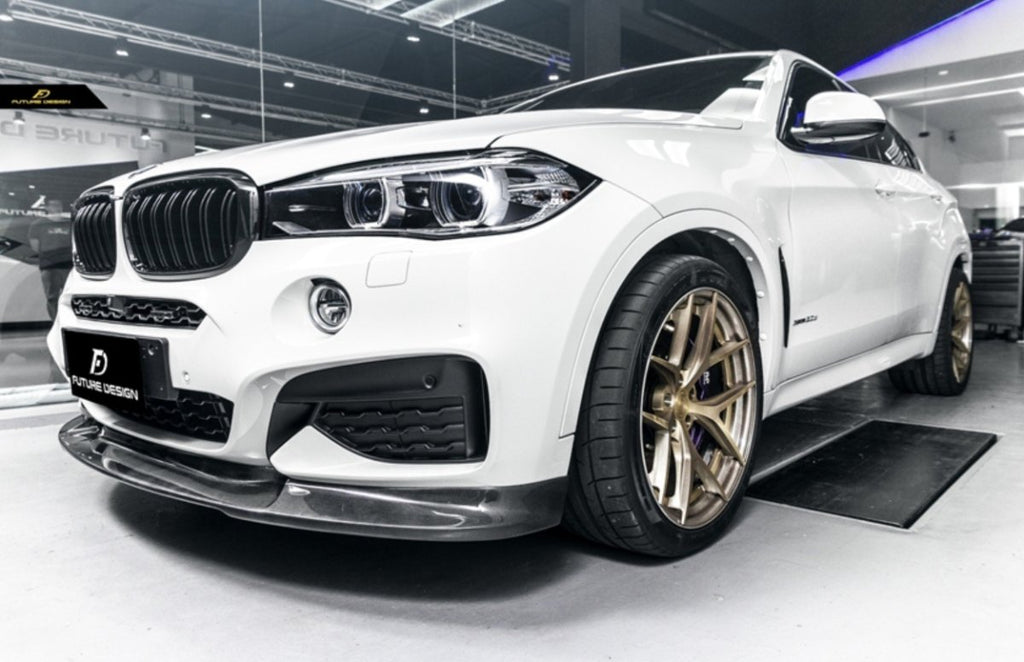 Future Design Carbon Fiber FRONT LIP SPLITTER 3D STYLE for BMW X6 F16 2015-2019 - Performance SpeedShop
