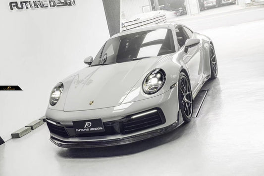 Future Design Carbon Fiber FRONT LIP SPLITTER for Porsche 992 Carrera & 4 & S & 4S - Performance SpeedShop