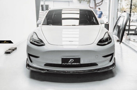 Future Design Carbon Fiber FRONT LIP SPLITTER for Tesla Model 3 - Performance SpeedShop