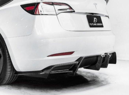 Future Design Carbon Fiber REAR DIFFUSER for Tesla Model 3 - Performance SpeedShop