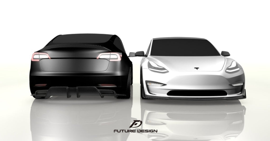 Future Design Carbon Fiber REAR DIFFUSER for Tesla Model 3 - Performance SpeedShop