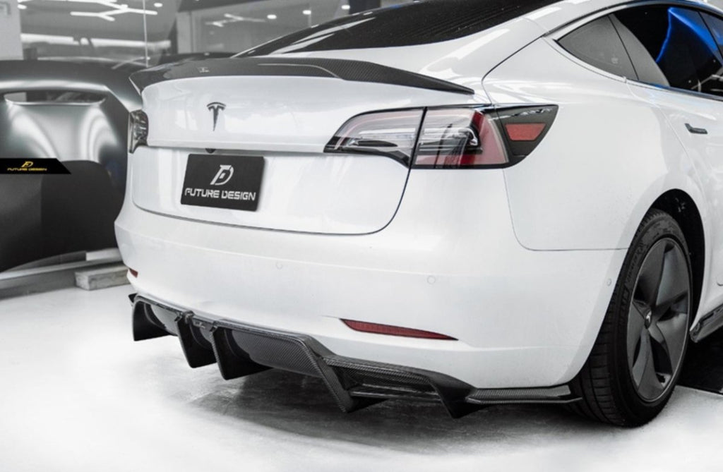Future Design Carbon Fiber REAR DIFFUSER for Tesla Model 3 - Performance SpeedShop
