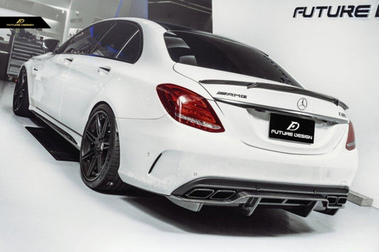 Future Design Carbon Fiber Rear Diffuser PSM Style for W205 C63 AMG Sedan 2015-2018 - Performance SpeedShop