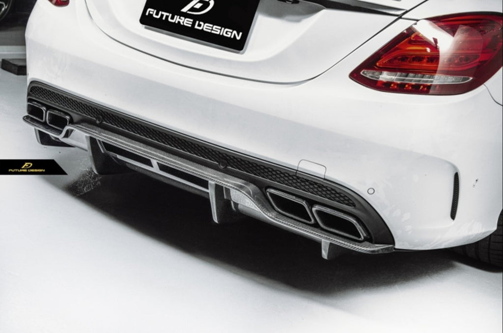 Future Design Carbon Fiber Rear Diffuser PSM Style for W205 C63 AMG Sedan 2015-2018 - Performance SpeedShop