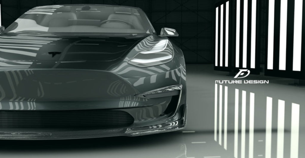 Future Design Carbon Fiber UPPER VALENCES for Tesla Model 3 - Performance SpeedShop