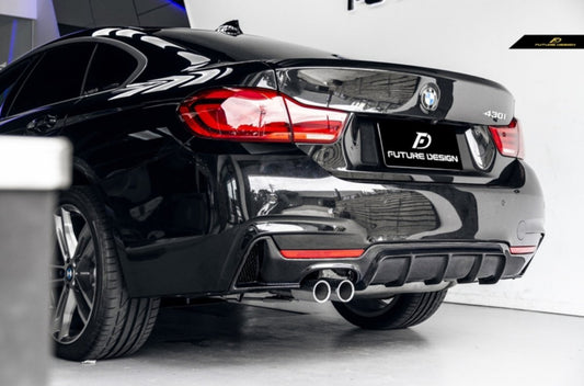 Future Design Carbon M Performance Single Side Dual Exit Carbon Fiber Rear Diffuser for BMW 4 Series F32 F33 F36 - Performance SpeedShop